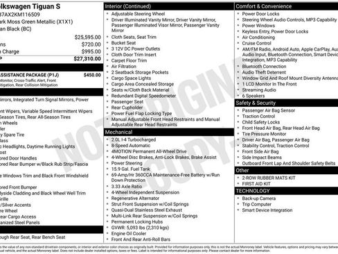 Used 2019 Volkswagen Tiguan S w/ Driver Assistance Package AWD/4WD image 6
