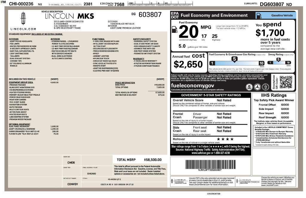 Used 2013 Lincoln MKS AWD image 12
