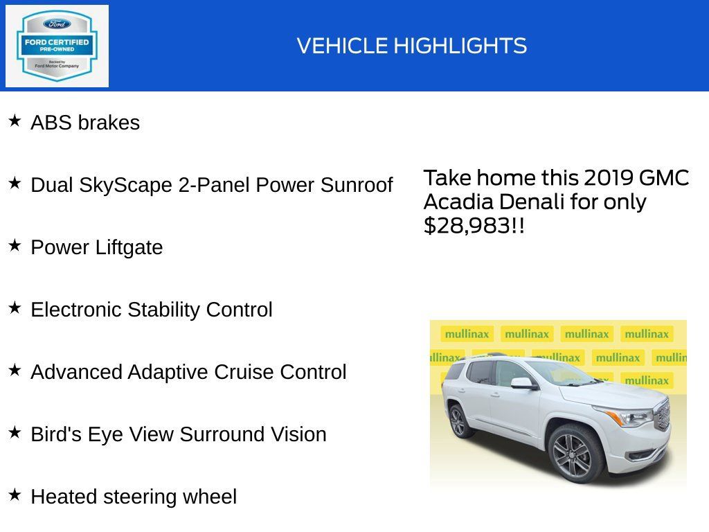 Used 2019 GMC Acadia Denali w/ Technology Package AWD/4WD image 19