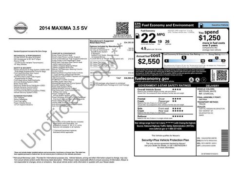 Used 2014 Nissan Maxima 3.5 SV w/ SV Value Package image 2