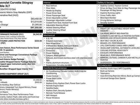 Used 2023 Chevrolet Corvette Stingray Premium Conv w/ Z51 Performance Package RWD image 7