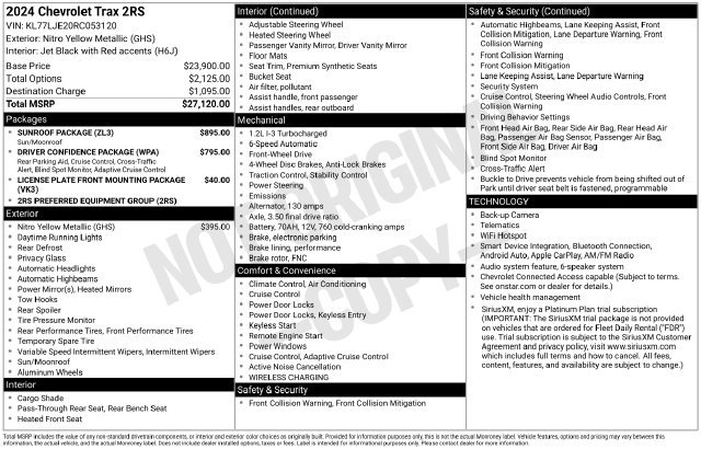 Used 2024 Chevrolet Trax RS w/ Sunroof Package FWD image 6
