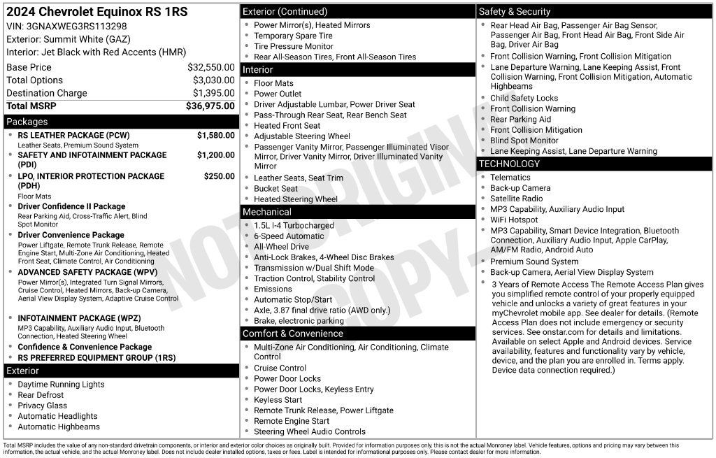 Used 2024 Chevrolet Equinox RS w/ RS Leather Package AWD/4WD image 37