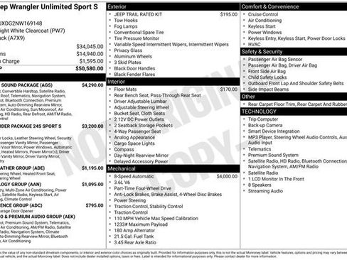 Used 2022 Jeep Wrangler Unlimited Sport w/ Sun And Sound Package AWD/4WD image 29