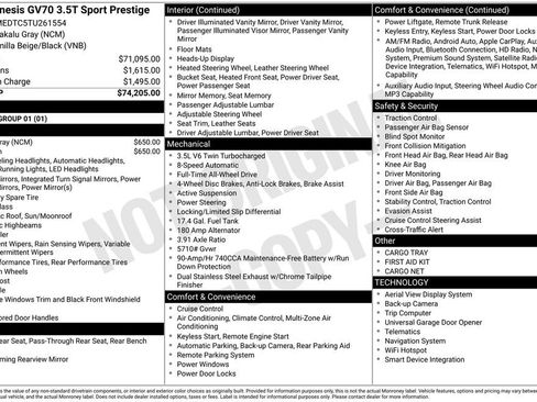 New 2026 Genesis GV70 3.5T Sport Prestige AWD/4WD image 2