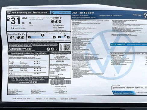 New 2026 Volkswagen Taos SE image 19