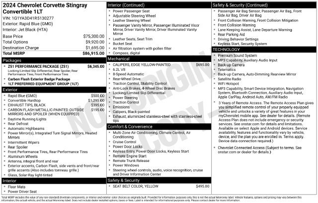 Used 2024 Chevrolet Corvette Stingray Convertible w/ Z51 Performance Package RWD image 35