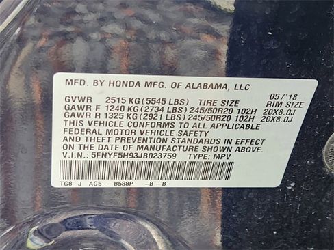 Certified 2018 Honda Pilot Touring image 22