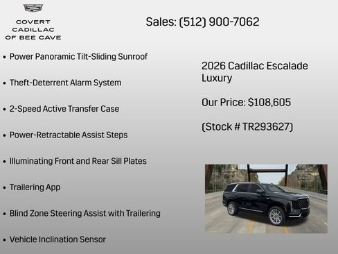 New 2026 Cadillac Escalade Luxury w/ LPO, Floor Liner Package AWD/4WD image 24