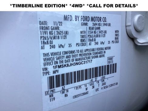 Used 2022 Ford Explorer Timberline w/ Timberline Technology Package AWD/4WD image 24