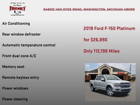 Used 2018 Ford F150 Platinum w/ Equipment Group 701A Luxury image 20