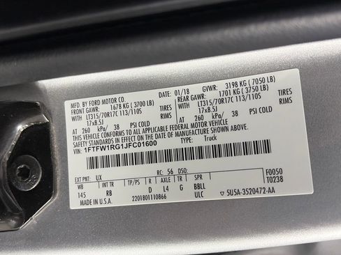 Used 2018 Ford F150 Raptor w/ Equipment Group 802A Luxury AWD/4WD image 9