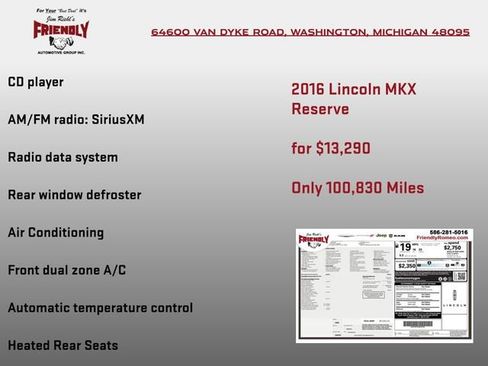 Used 2016 Lincoln MKX Reserve w/ Luxury Package AWD/4WD image 6