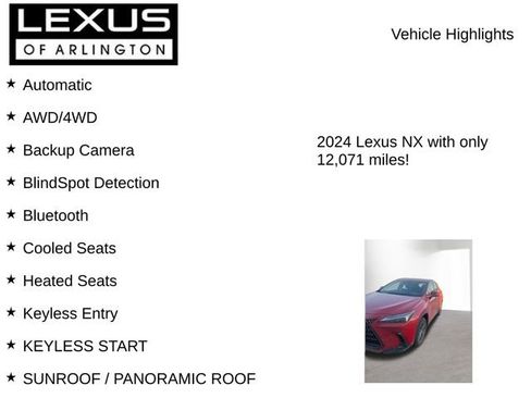 Certified 2024 Lexus NX 350 AWD w/ Cold Area Package image 8