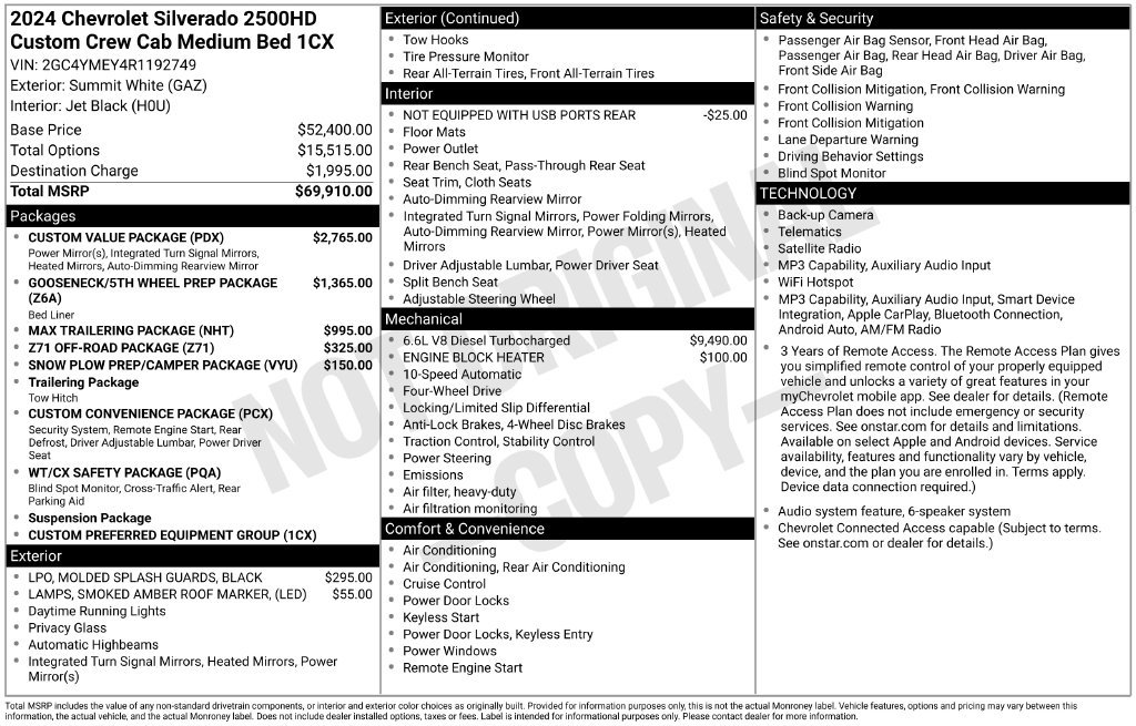Used 2024 Chevrolet Silverado 2500 Custom w/ Custom Value Package AWD/4WD image 2