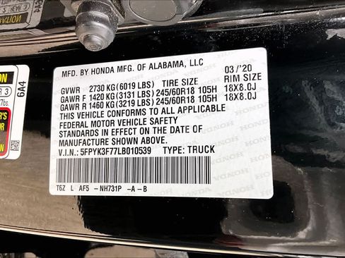 Certified 2020 Honda Ridgeline RTL-E image 35