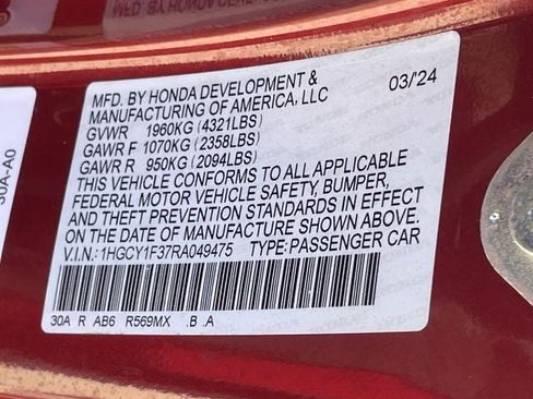 Certified 2024 Honda Accord EX image 28