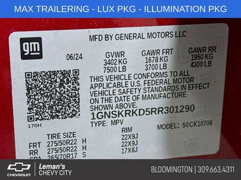 Used 2024 Chevrolet Tahoe RST w/ Luxury Package image 32