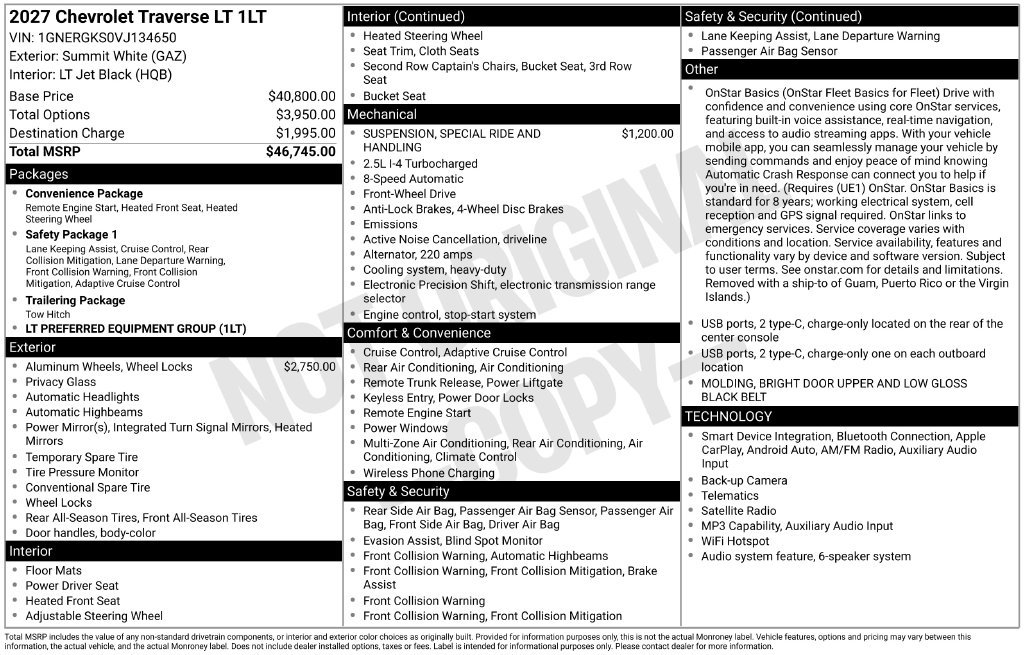 New 2027 Chevrolet Traverse LT FWD image 27
