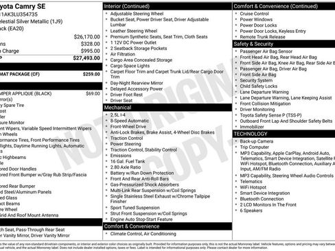 Used 2020 Toyota Camry SE w/ Carpet Mat Package FWD image 1