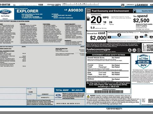 Used 2020 Ford Explorer Platinum w/ Premium Technology Package image 38