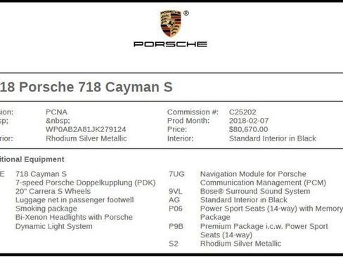 Used 2018 Porsche 718 Cayman S RWD image 7