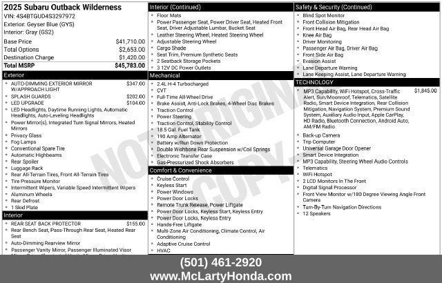Used 2025 Subaru Outback Wilderness AWD/4WD image 19