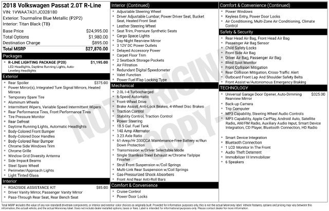 Used 2018 Volkswagen Passat 2.0T R-Line w/ R-Line Lighting Package FWD image 37