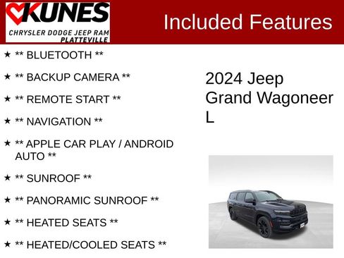 Used 2024 Jeep Grand Wagoneer L Series II w/ Quick Order Packagew 28T AWD/4WD image 2