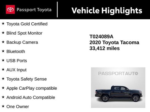 Certified 2020 Toyota Tacoma TRD Sport w/ Technology Package AWD/4WD image 15