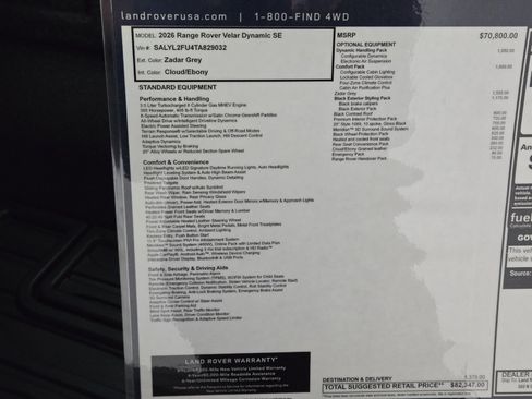 New 2026 Land Rover Range Rover Velar Dynamic SE image 33
