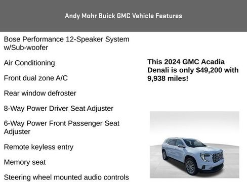 Used 2024 GMC Acadia Denali w/ LPO, Floor Liner Package image 12