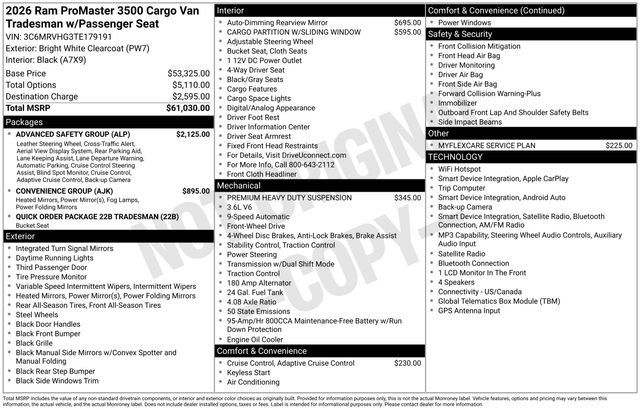 New 2026 RAM ProMaster 3500 w/ Advanced Safety Group FWD image 37