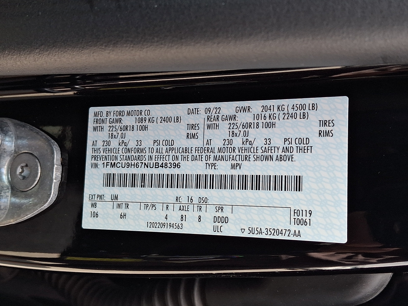 Certified 2022 Ford Escape SEL AWD/4WD image 28