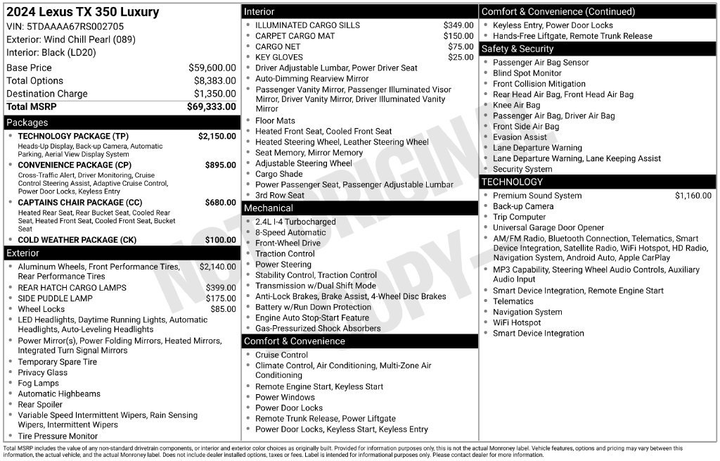 Used 2024 Lexus TX 350 FWD w/ Technology Package image 7