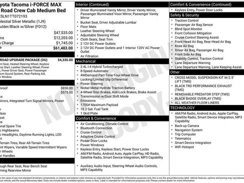 New 2026 Toyota Tacoma TRD Off-Road w/ TRD Off Road Upgrade Package AWD/4WD image 7