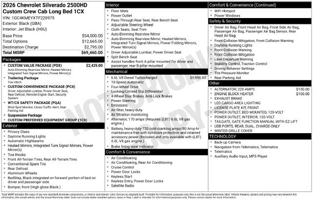 New 2026 Chevrolet Silverado 2500 Custom w/ Custom Value Package AWD/4WD image 4