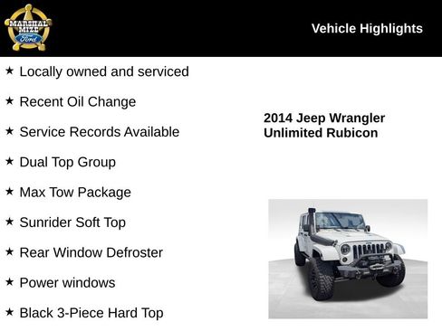 Used 2014 Jeep Wrangler Unlimited Rubicon w/ Dual Top Group AWD/4WD image 2