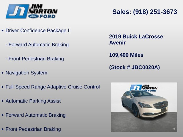 Used 2019 Buick LaCrosse Avenir w/ Driver Confidence Package II FWD image 14