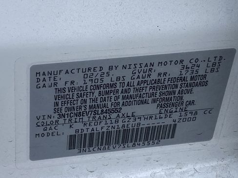 Certified 2025 Nissan Versa SV w/ Trunk Package image 11