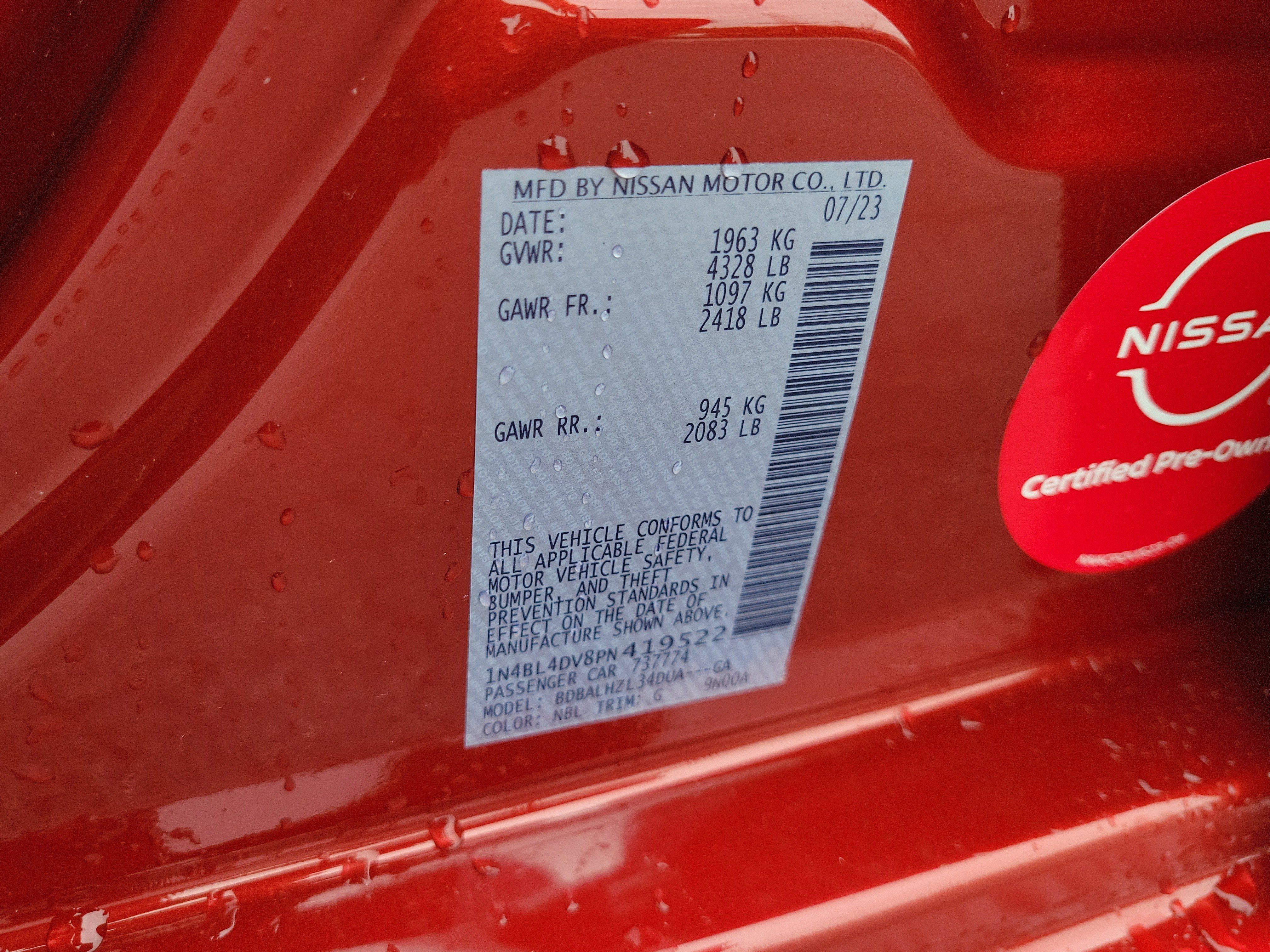 Certified 2023 Nissan Altima 2.5 SV FWD image 30