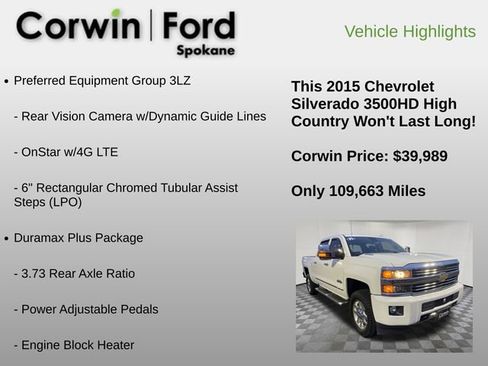 Used 2015 Chevrolet Silverado 3500 High Country w/ Duramax Plus Package image 30