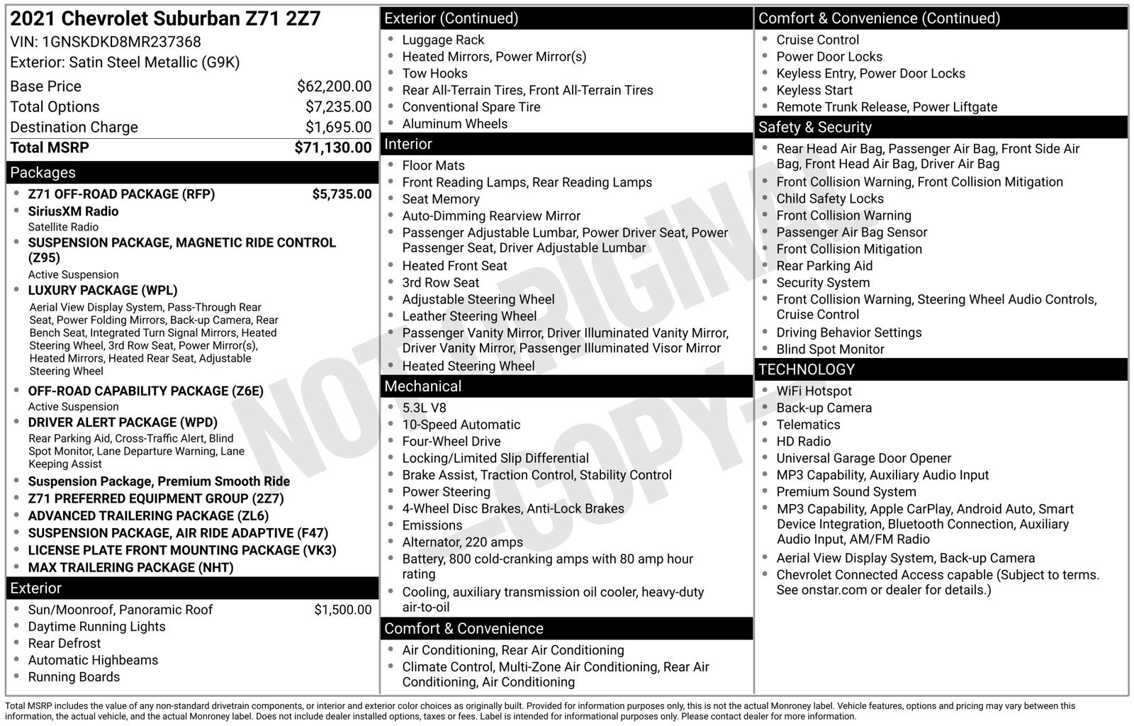 Used 2021 Chevrolet Suburban Z71 w/ Z71 Off-Road Package AWD/4WD image 25