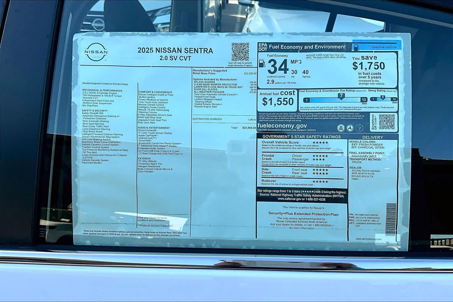 Used 2025 Nissan Sentra SV w/ All-Weather Package FWD image 19