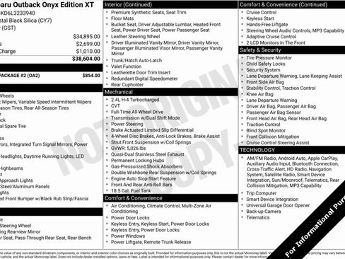 Used 2020 Subaru Outback Onyx Edition XT w/ Popular Package #2 image 10