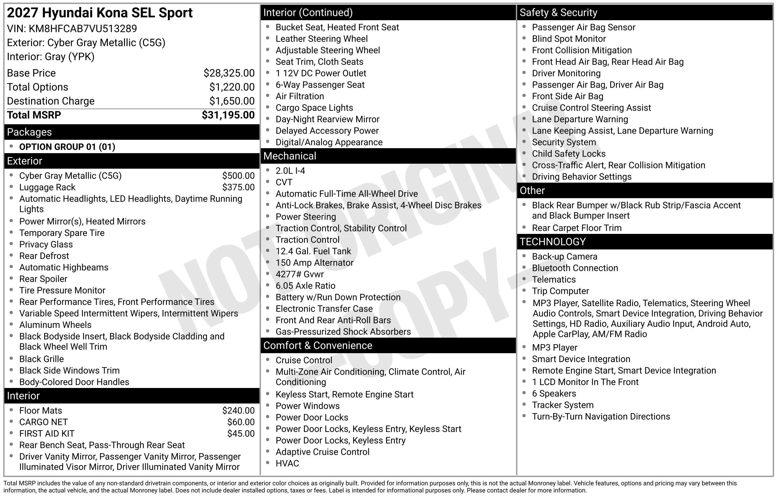 New 2027 Hyundai Kona SEL Sport AWD/4WD image 3