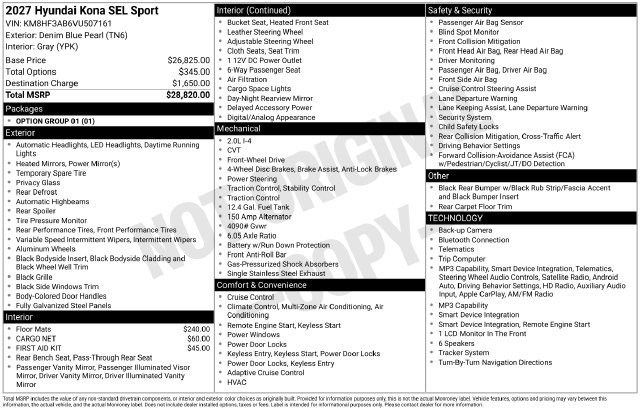 New 2027 Hyundai Kona SEL Sport FWD image 5
