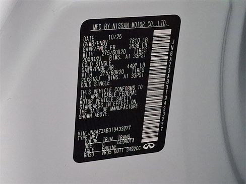 New 2026 INFINITI QX80 Pure w/ Cargo Package image 20