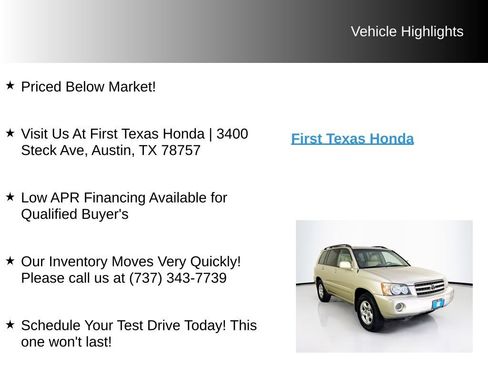 Used 2002 Toyota Highlander 2WD V6 w/ Convenience Pkg image 10