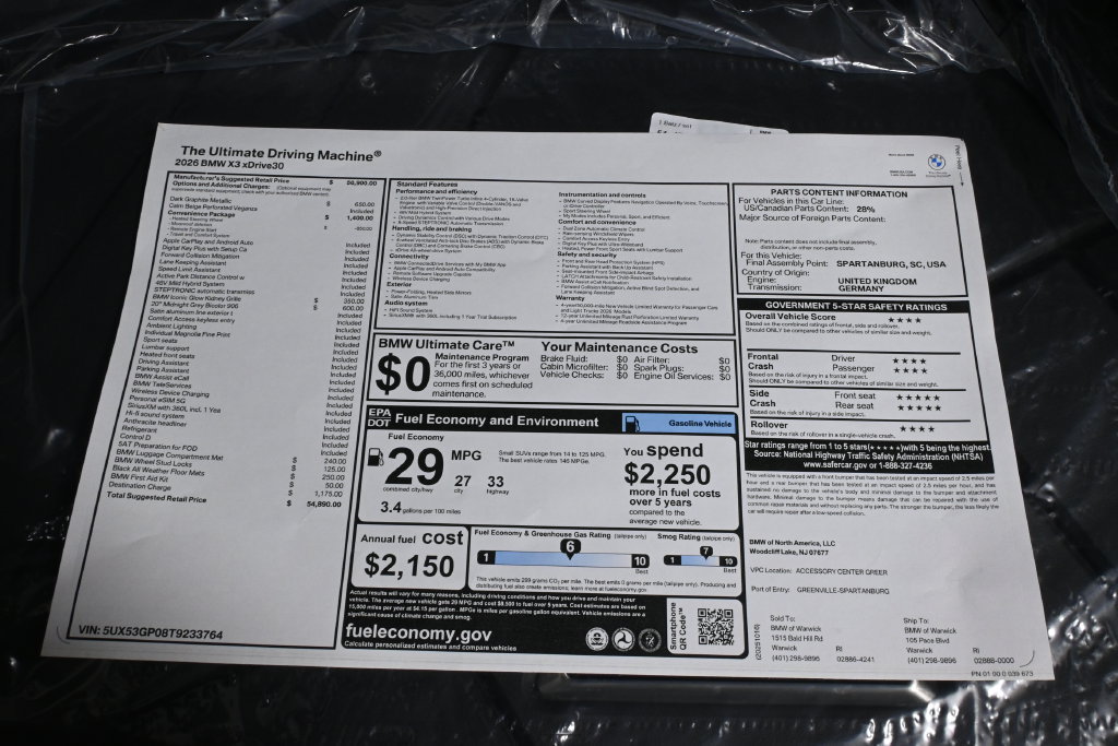 Used 2026 BMW X3 xDrive30i w/ Convenience Package AWD/4WD image 36